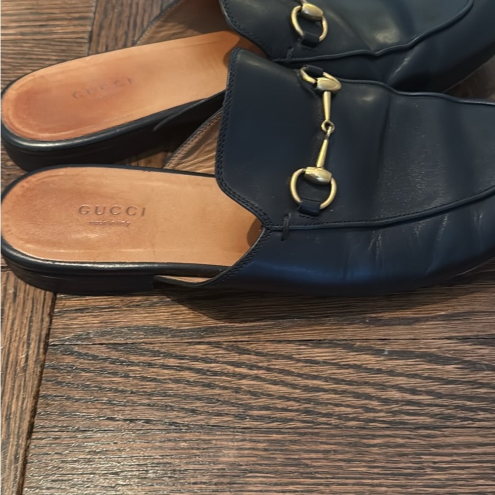 Gucci Black Leather Princetown Leather Mules 39.5 - Picture 2 of 7